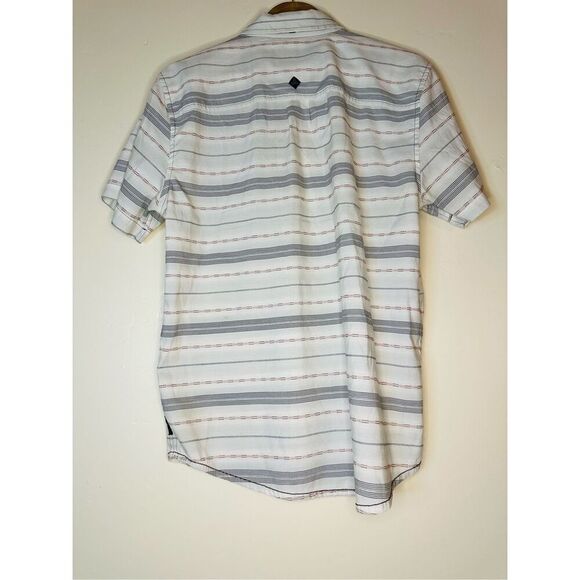 PrAna Men’s Short Sleeve Button Down Gray White and Orange Size Medium - Picture 5 of 5